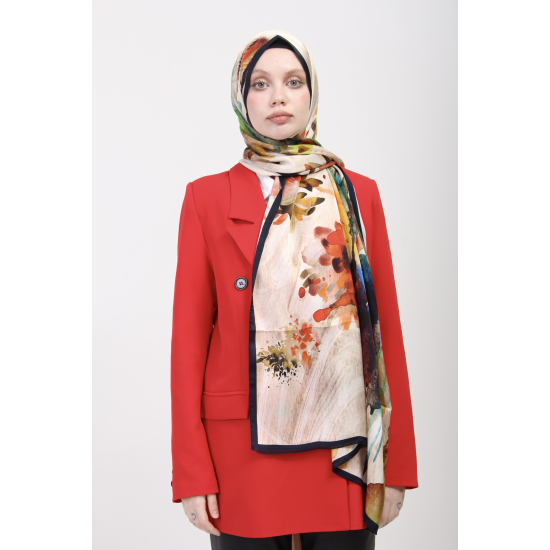 7155-V Saten İpek Etol 70x185 cm % 100 İpek Şal
