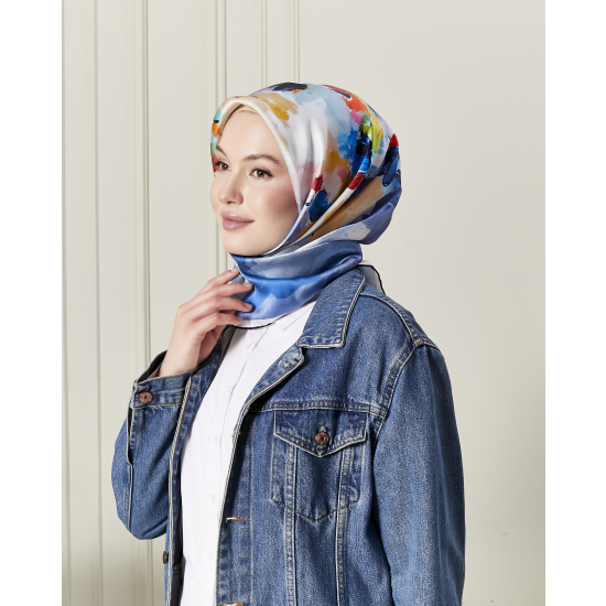 SURA %100 İPEK SATEN EŞARP 90*90 7701-V