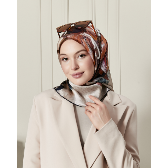 SURA %100 İPEK SATEN EŞARP 90*90 5403-V